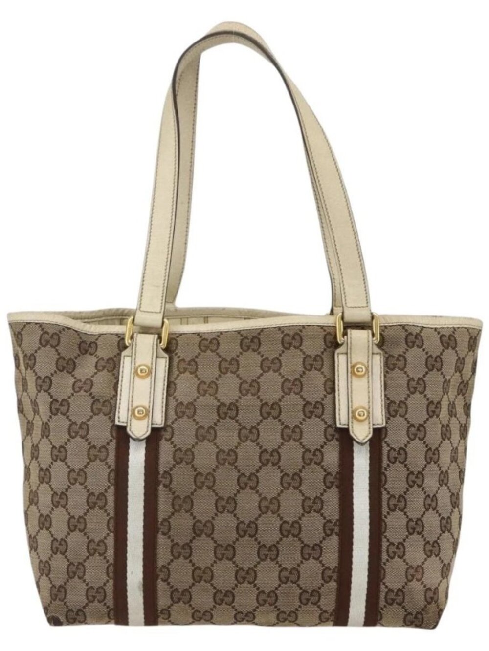 GUCCI GG Canvas Bamboo Hand Bag Beige Gold 137396 Auth 164794 - Picture 2 of 16